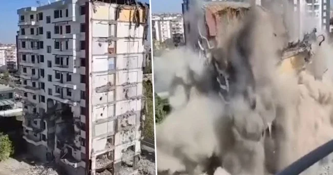 Diyarbakır’da 11 katlı bina, yıkım sırasında çöktü! O anlar kamerayla kaydedildi
