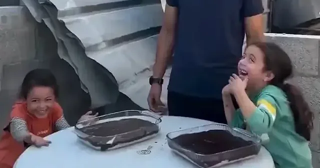 Gazzeliler ateşkesin ardından çocuklarla birlikte tatlı yaptı VİDEO İZLE