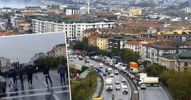 D 100 Karayolu nda TIR devrildi! Yol trafiğe kapatıldı