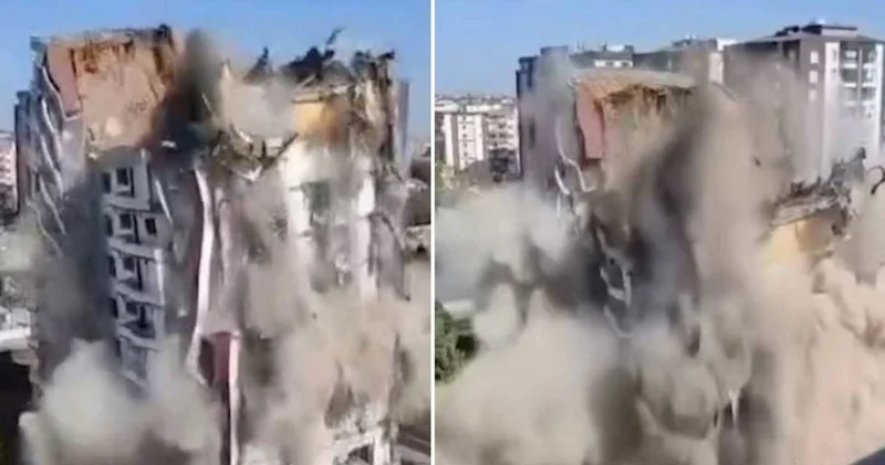 6 Şubat ta hasar almıştı: 11 katlı bina böyle çöktü