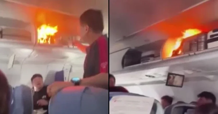 Havada korku dolu anlar: El bagajı bölümünde yangın