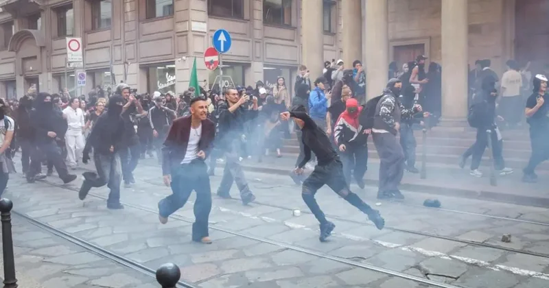 Milano da protestocular polisle çatıştı