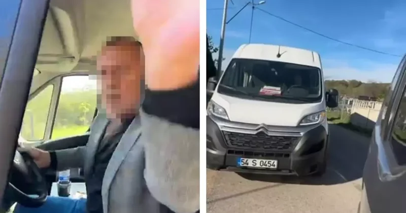 Öğrenci dolu okul servisi şoförünün, trafikte bıçaklı tehdit iddiası