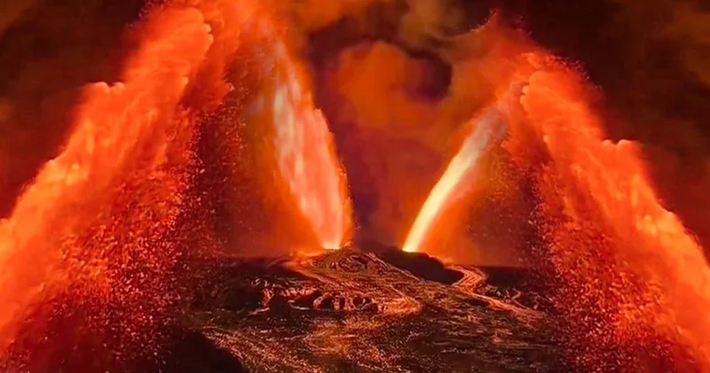 Kilauea Yanardağı’nda cehennem görüntüleri: 450 metre püskürttüğü lavlar sel oldu aktı