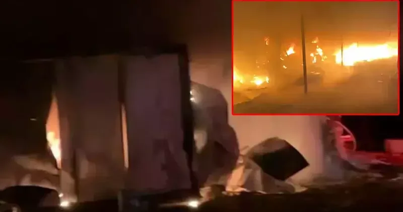 Bursa’da işçilerin kaldığı baraka, alev alev yandı