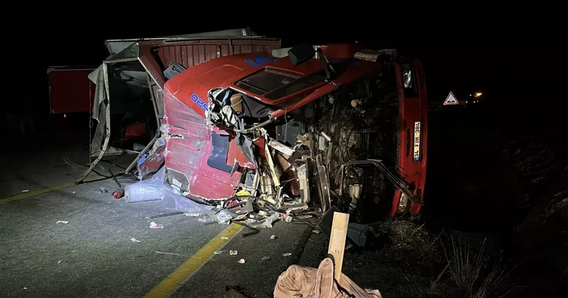 Çorum da feci kaza! Yol kenarına devrildi