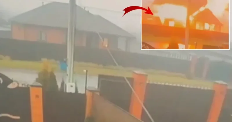 Rusya da bir evde gaz patlaması! O anlar saniye saniye kamerada