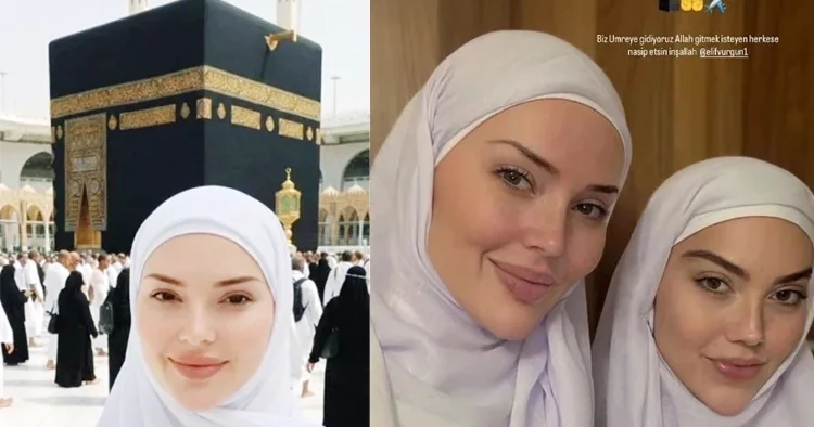 Cansu Taşkın kardeşiyle umrede