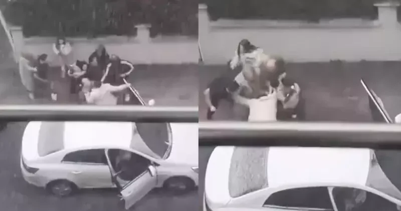 Beylikdüzü nde trafikte çıkan kavgayı kucağındaki çocukla ayırmaya çalıştı