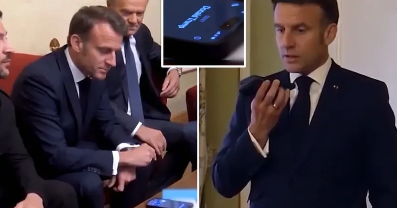 Macron ile yatağından uyandırdığı Trump ın telefon görüşmesi kamerada