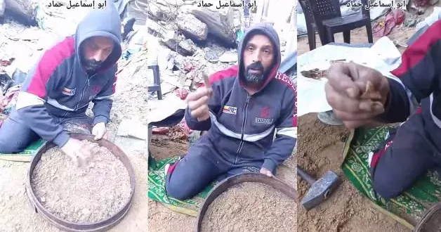 Gazze de yürek yakan görüntü: Altın değil eşinin ve kızlarının kemiklerini arıyor