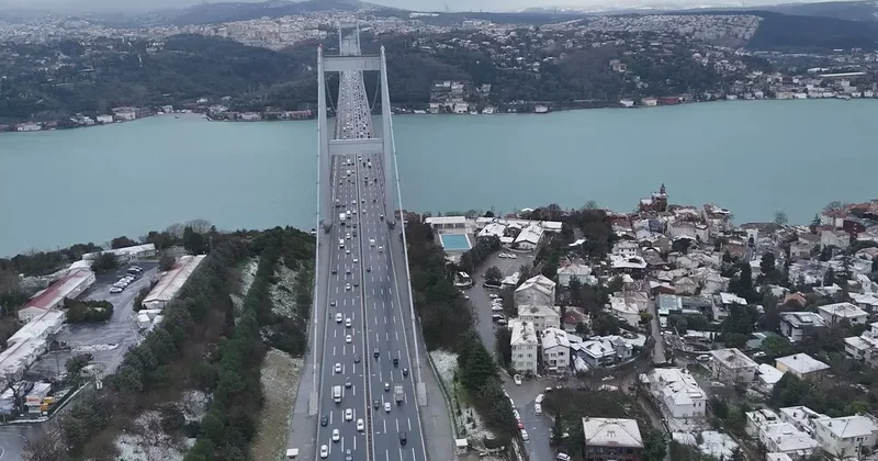 Kar yağışının ardından FSM Köprüsü havadan görüntülendi!