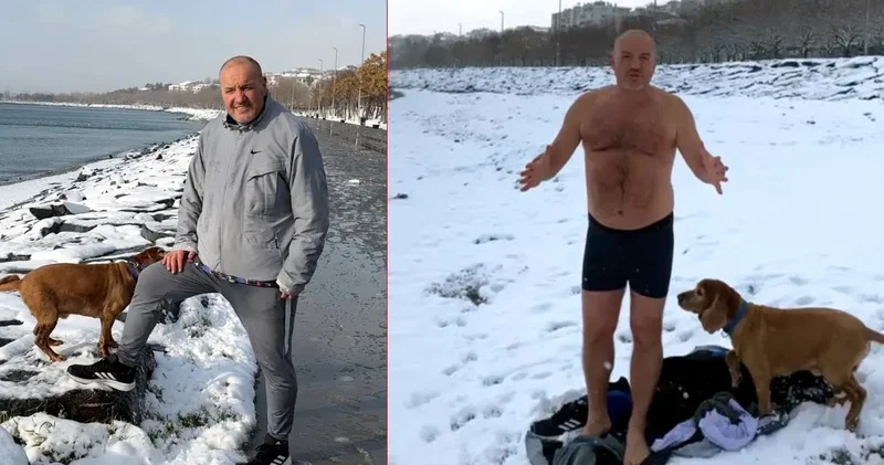 Kar altında köpeğiyle denize girdi! Putin ve Ronaldo’ya meydan okudu