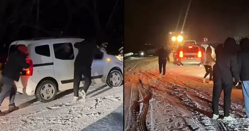Bursa’da Oylat Kaplıcaları yolu kar nedeniyle kapandı: 20 araç mahsur kaldı
