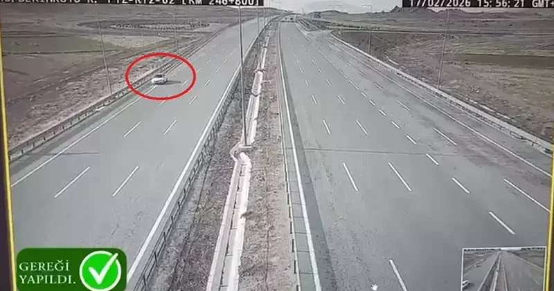 Otoyolda tehlikeli hareketler yapan sürücüye ceza; o anlar kamerada