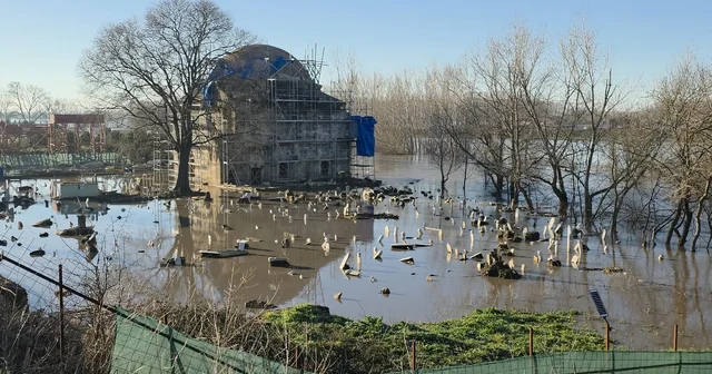 Evliya Kasım Paşa Camii şantiyesi sular altında Edirne Haberleri