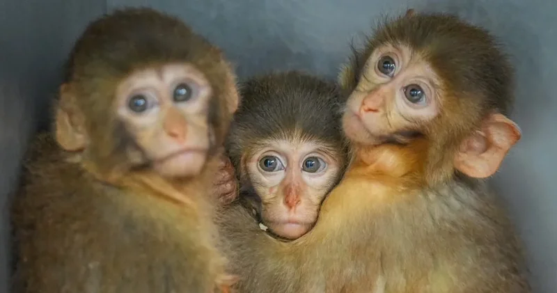 Kurtarılan makak yavrularından yeni görüntüler geldi