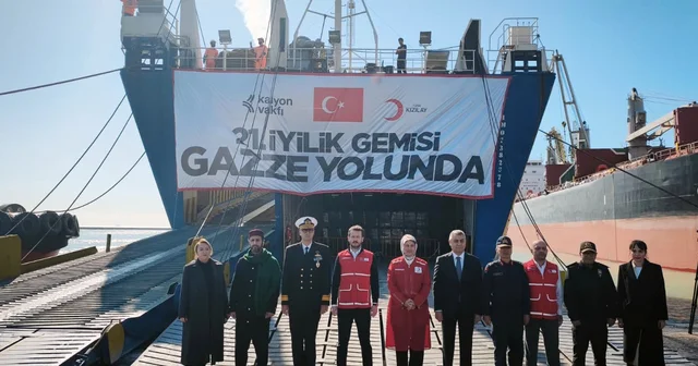 En büyük iyilik gemisi, Gazze ye uğurlandı Mersin Haberleri
