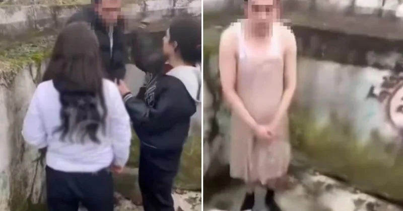 Genç kızı taciz eden adamı darbedip kadın kıyafeti giydirdiler