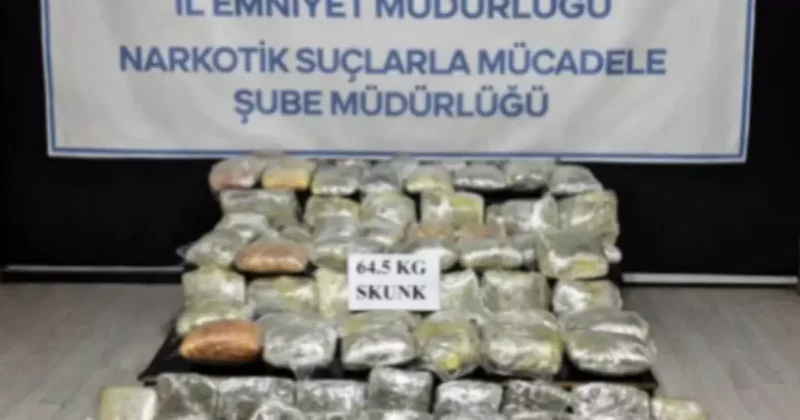 Hakkari’de 64,5 kilogram skunk ele geçirildi