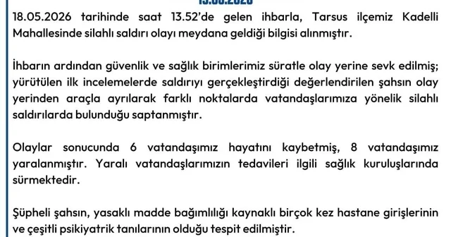 Mersin Valiliği nden kanlı saldırı açıklaması Mersin Haberleri