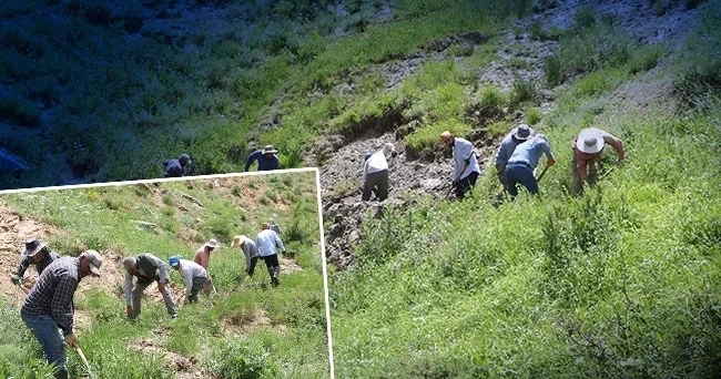 Köylüler küreklerle temizliyor: Bölgede inceleme yapıldı! Her yıl aynı çileyi çekiyoruz