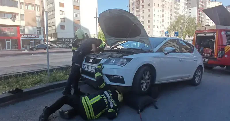 Park halindeki otomobilden yılan sarkıttığı ihbarı endişe yarattı