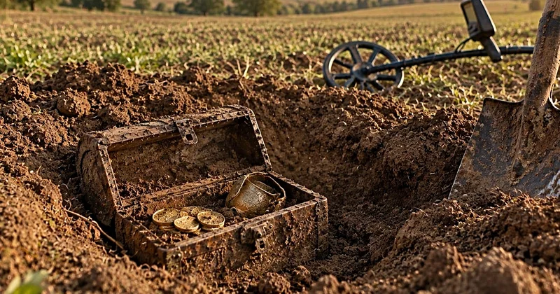 Dedektörle arama yaptığı tarlasından hazine buldu