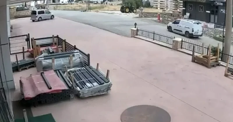 El freni çekilmeyi unutulan araç iş yerine girdi