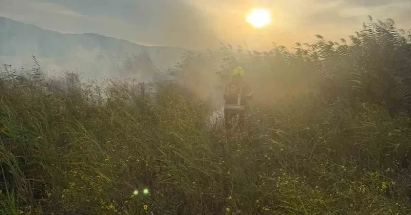 Sındırgı’da otluk alanda yangın