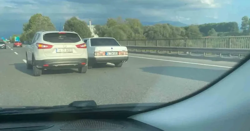Otoyol üzerinde tehlikeli hareketler kameraya yansıdı