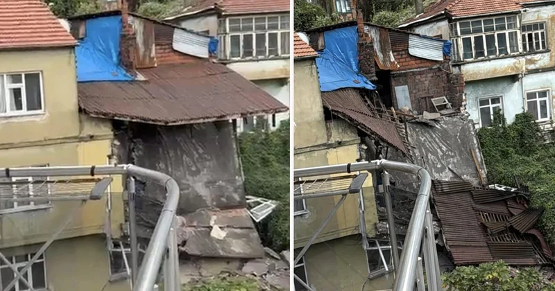 Zonguldak ta 3 gündür etkili sağanak sonrası duvarı çöken evin kalan bölümü de çöktü