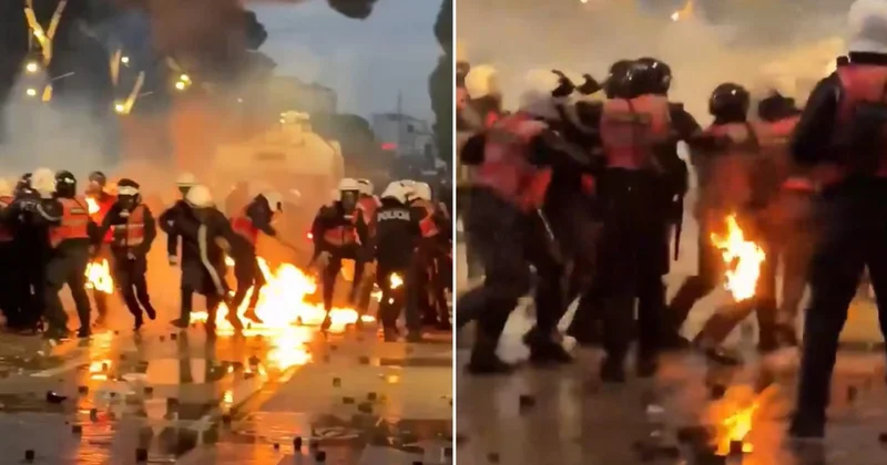 Arnavutluk ta isyan büyüyor! Polis alevlerin içinde kaldı