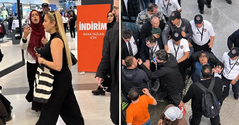 İstanbul da alışveriş merkez karıştı! İsrail vatandaşı olan kadın protesto edildi