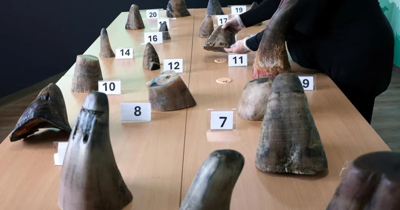 Singapur da toplam değeri 800 bin dolardan fazla gergedan boynuzu ele geçirildi