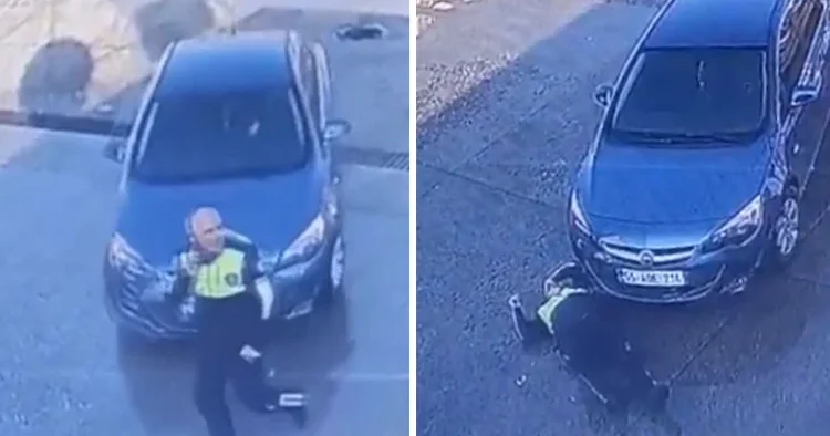 Akılalmaz kaza kamerada: Yavaş yavaş geldi, yürüyen trafik polisine çarptı