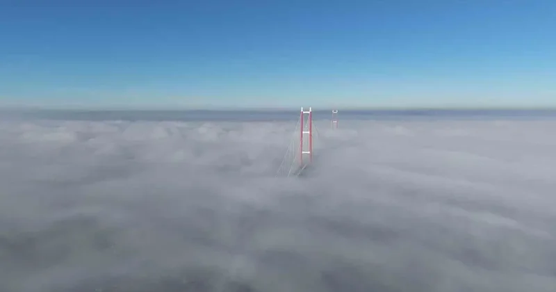 Sis içinde kalan 1915 Çanakkale Köprüsü’nde görsel şölen