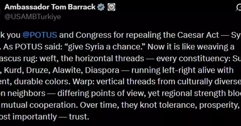 ABD Suriye Özel Temsilcisi Barrack tan Sezar Yasası teşekkürü