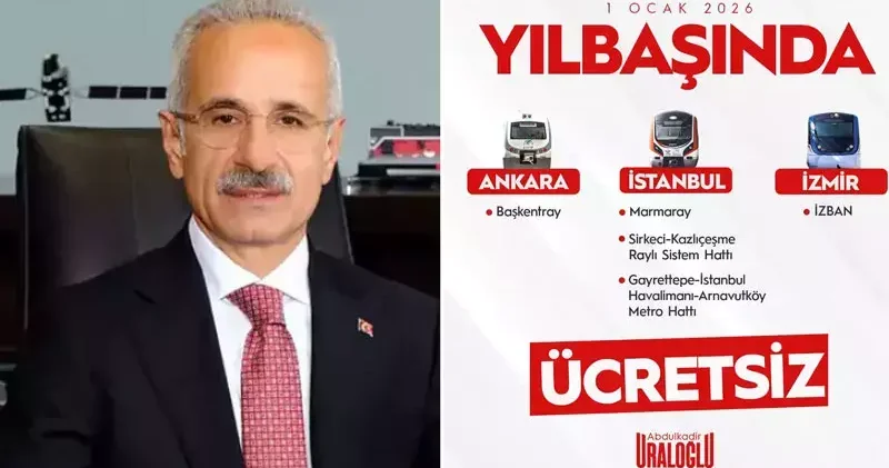 Bakan Uraloğlu: 1 Ocak ta 3 şehirde bakanlığa bağlı raylı sistemler ücretsiz olacak