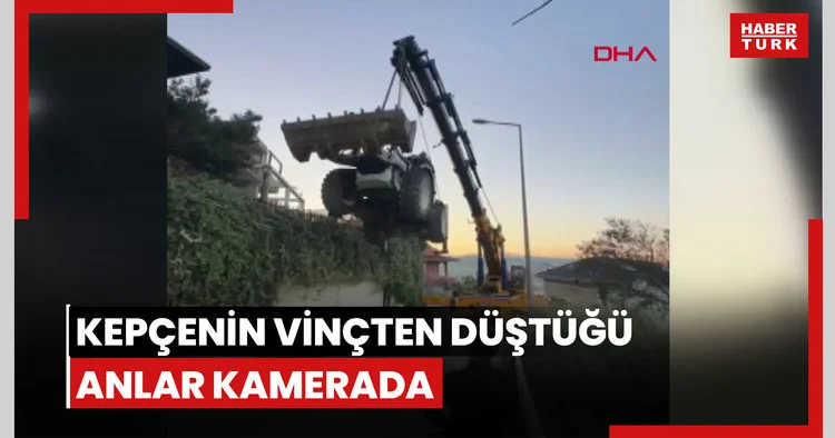 Bursa Mudanya da kepçenin vinçten düştüğü anlar kamerada