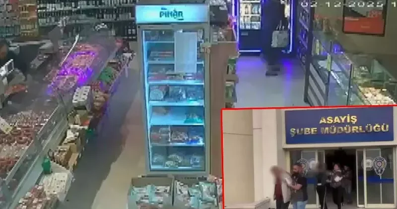 Ankara da marketten içki çalan 3 kişiyi kameralar kaydetti