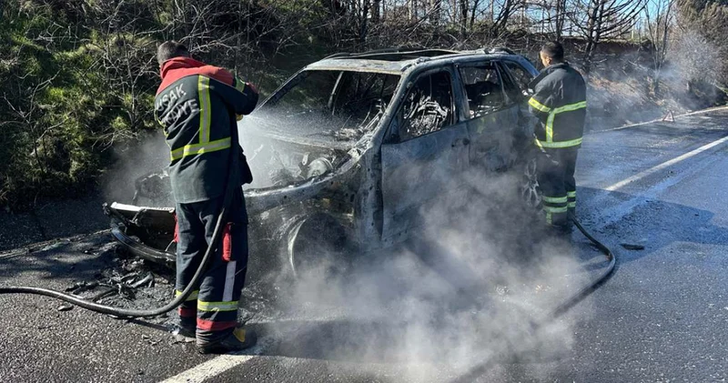 Uşak’ta cip alev topuna döndü!