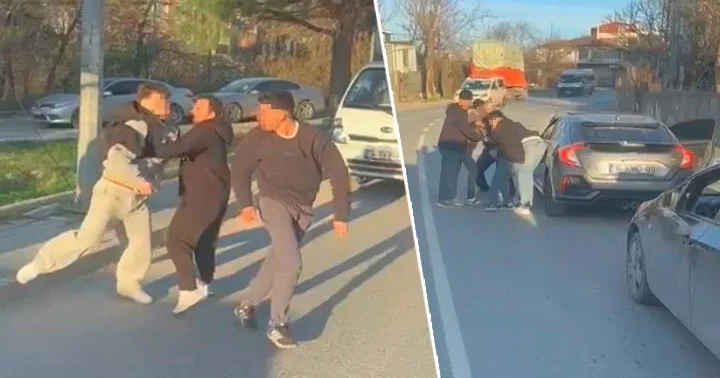 Arnavutköy de yol verme kavgası! Yumruklar havada uçuştu