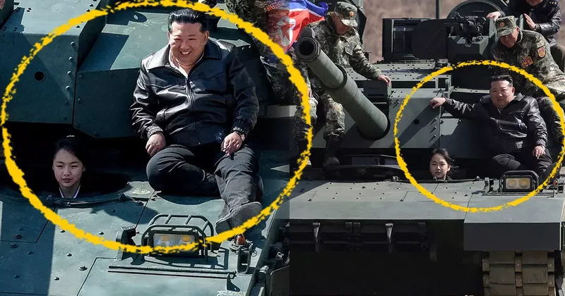 Kızının sürdüğü tanka bindi: Kuzey Kore lideri Kim Jong un un gururu yüzüne yansıdı
