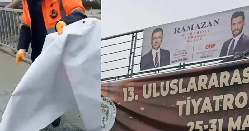 Bayramda İmamoğlu nun doğup büyüğüdü Akçaabat ta afişleri kaldırıldı
