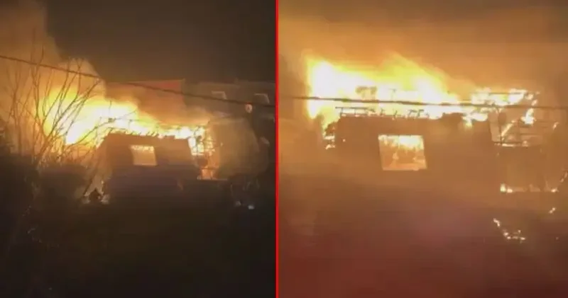 Sarıyer de 2 gecekondu alev alev yandı; 4 yaralı