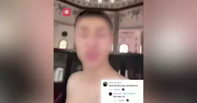 Büyük saygısızlık: Üstü çıplak camiye girip küfürlü rap şarkısı dinledi