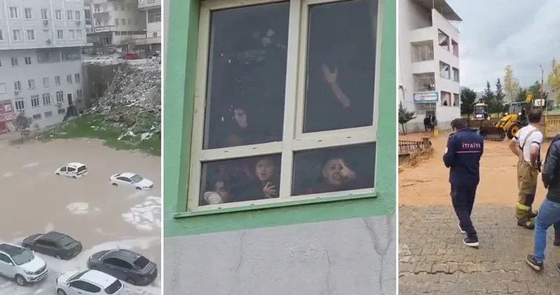 Mardin de sağanak hayatı felç etti: Öğrenciler okulda mahsur kaldı