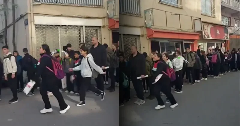 Öğrenciler güvenlik kontrolünden geçirilerek okula tek tek alındı