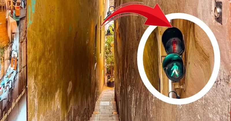 Bu sokakta iki kişiye yer yok: Trafik lambasıyla karşıdan karşıya geçiliyor Sözcü Gazetesi